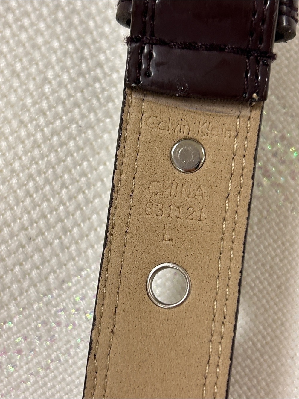 Calvin Klein Brown Leather Eyelet Belt with Silver Hardware image 3